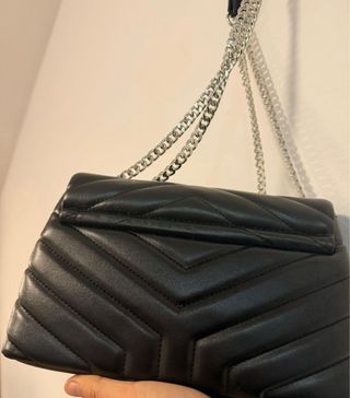Bolso YSL Negro Piel Chevron Plataforma