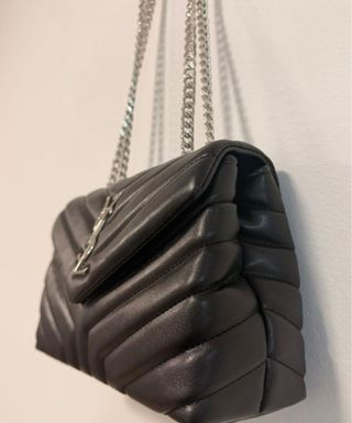 Bolso YSL Negro Piel Chevron Plataforma