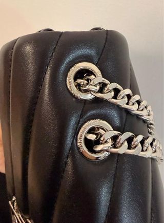 Bolso YSL Negro Piel Chevron Plataforma