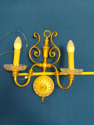 Aplique de pared bronce y cristal