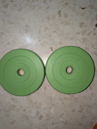 Dos discos mancuerna 2.5 kg cada uno.