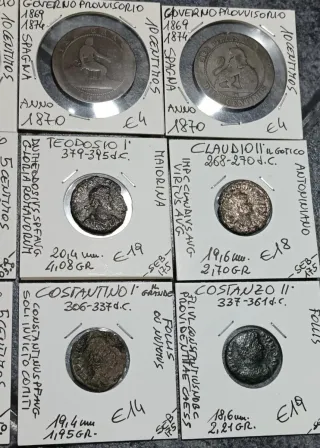 Lotto 9 monete Romane e spagnole