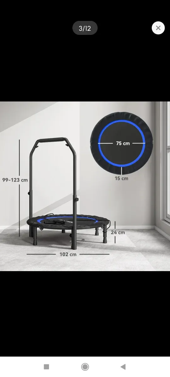 Cama elástica plegable con barra