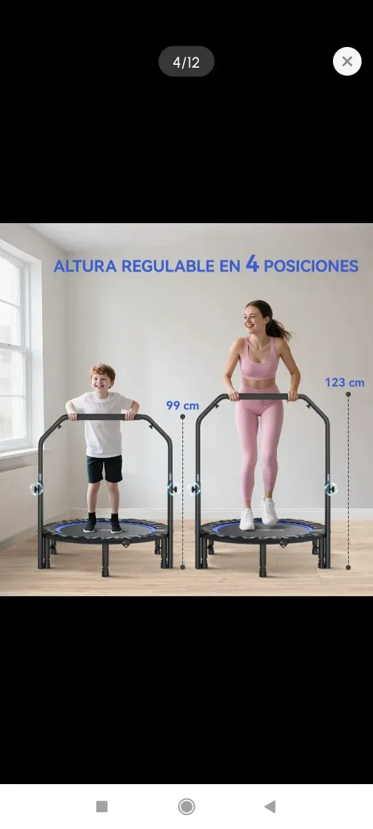 Cama elástica plegable con barra