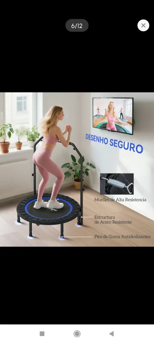 Cama elástica plegable con barra