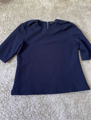 Top Zara Azul Marino Textura Relieve