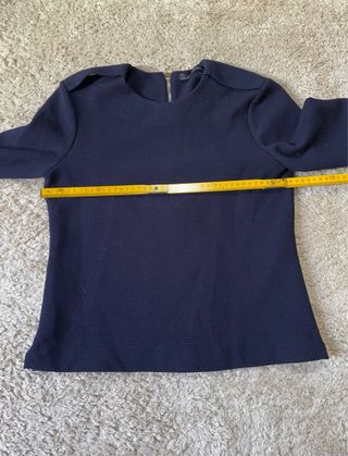 Top Zara Azul Marino Textura Relieve