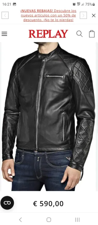 Chaqueta de cuero Replay Talla S estilo motera