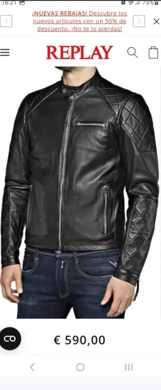 Chaqueta de cuero Replay Talla S estilo motera