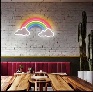 Lampada LED Neon "Arcobaleno con Nuvolette"