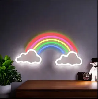 Lampada LED Neon "Arcobaleno con Nuvolette"