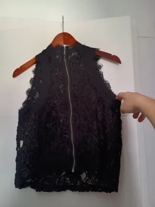 Top Zara Negro Encaje