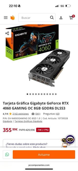 Gigabyte GeForce RTX 4060 Gaming OC 8G GDDR6 DLSS3