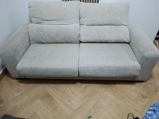 Sofá 3 plazas beige tela