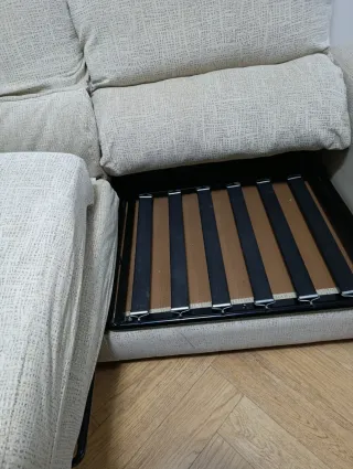 Sofá 3 plazas beige tela