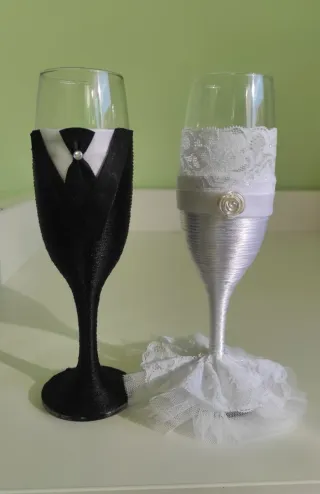 Copas para primer brindis recién casados