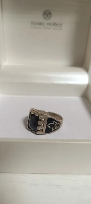 Anillo Plata 925 Mano Fátima Ónix Negro