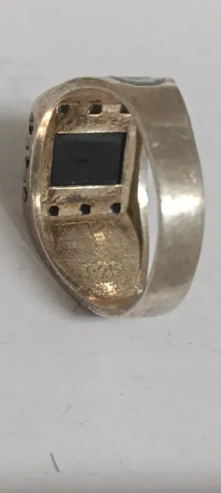 Anillo Plata 925 Mano Fátima Ónix Negro