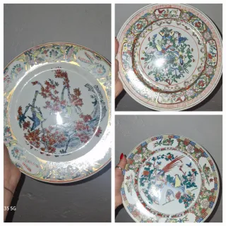 3 Piatti Cinesi Decorati Hand Painted