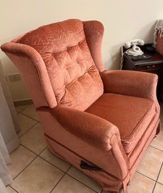 Poltrona velluto rosa antico