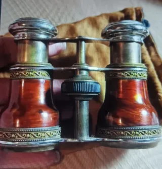 Prismáticos antiguos con funda