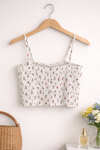 Top fruncido floral Subdued S