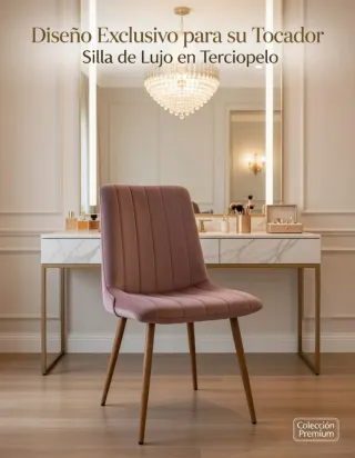 Silla Tocador Terciopelo Rosa Lujo