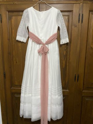 Vestido de Comunión Blanco y Rosa