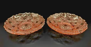 Platos Vintage Vidrio Selenio Rosa