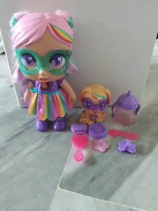 Muñeca y perrito con accesorios