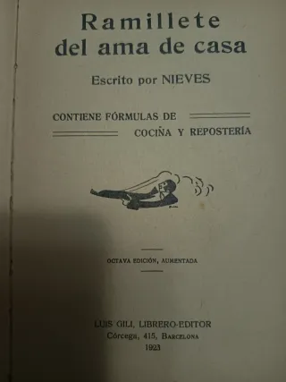 Libro de cocina de 1923, 8a edición aumentada.