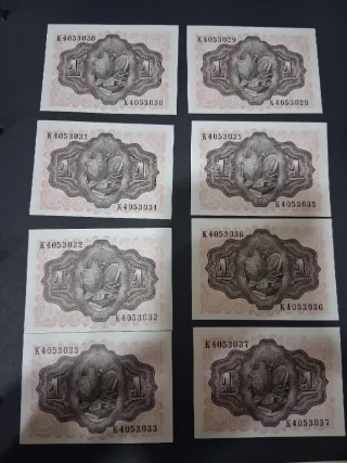Lote 8 Billetes K4053029-K4053037. Falta el 34