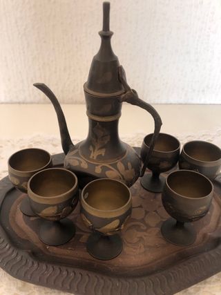 Juego té vintage jarra y 6 copas