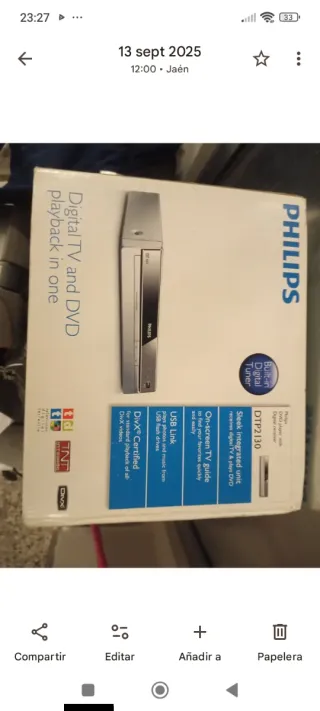 Philips DTP2130 Reproductor DVD TDT