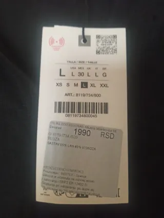 Camisa safari lino Zara negra talla L