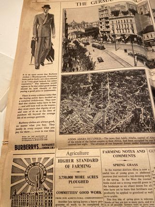 Periódico The times Segunda Guerra Mundial 1941.