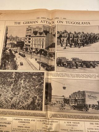 Periódico The times Segunda Guerra Mundial 1941.