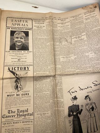 Periódico The times Segunda Guerra Mundial 1941.