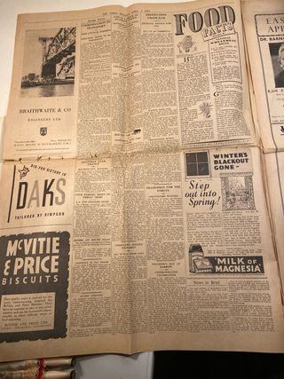 Periódico The times Segunda Guerra Mundial 1941.