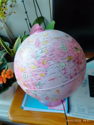 Lámpara Globo Terráqueo Rosa y Blanco