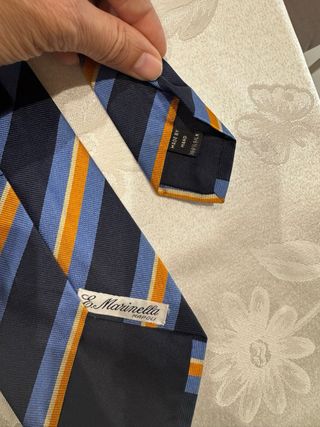 Cravatta uomo righe blu arancio