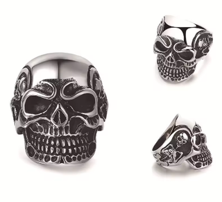 Anillo Calavera Motero Acero Inoxidable De Hombre