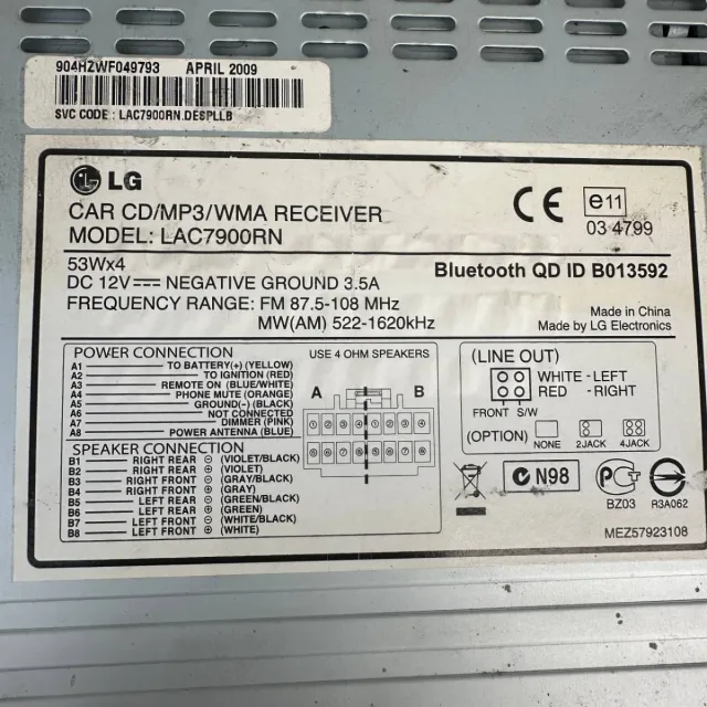Auto Radio Coche LG LAC7900RN
