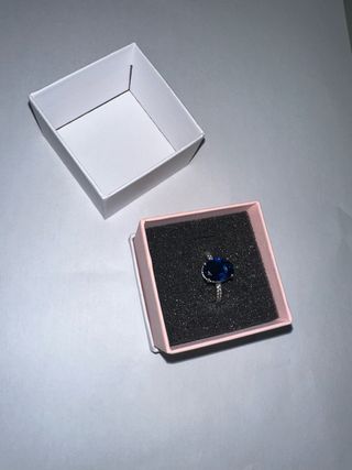 Anillo Pandora Talla 19mm Azul y Plata