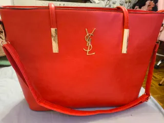 Bolso shopper rojo YSL