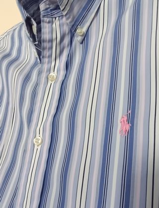 Camisa Polo Ralph Lauren Talla L Rayas Custom Fit