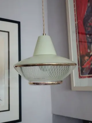 Suspensão Mid Century Vidro Dourado