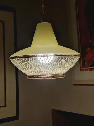 Suspensão Mid Century Vidro Dourado