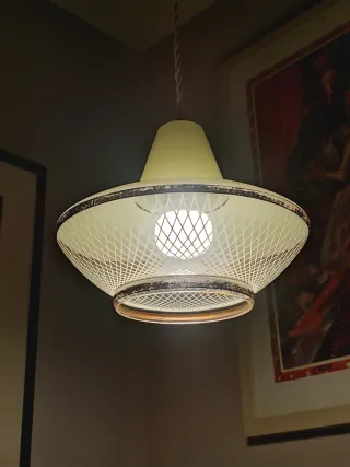Suspensão Mid Century Vidro Dourado