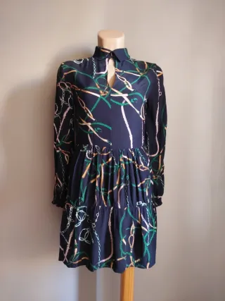 Vestido camisero estampado cadenas Talla S